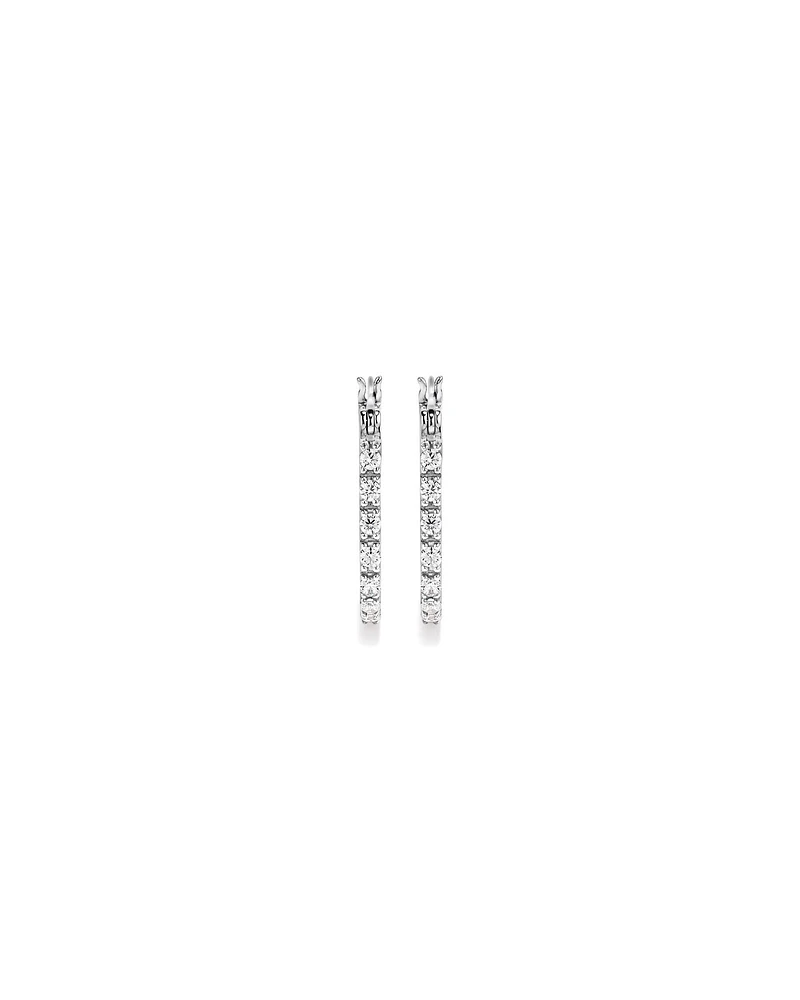 Pavé Cubic Zirconia Horseshoe Hoop Earrings in Sterling Silver