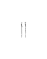 Pavé Cubic Zirconia Horseshoe Hoop Earrings in Sterling Silver