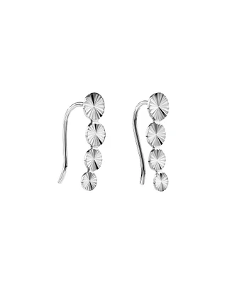 Sunray Graduated Disc Climber Earrings in Sterling Silver