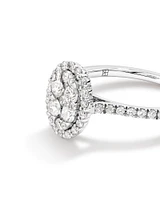 0.86 Carat TW Oval Shaped Cluster Diamond Halo Engagement Ring in 14kt White Gold