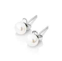Stud Earrings with 6mm Button Cultured Freshwater Pearls in Sterling Silver
