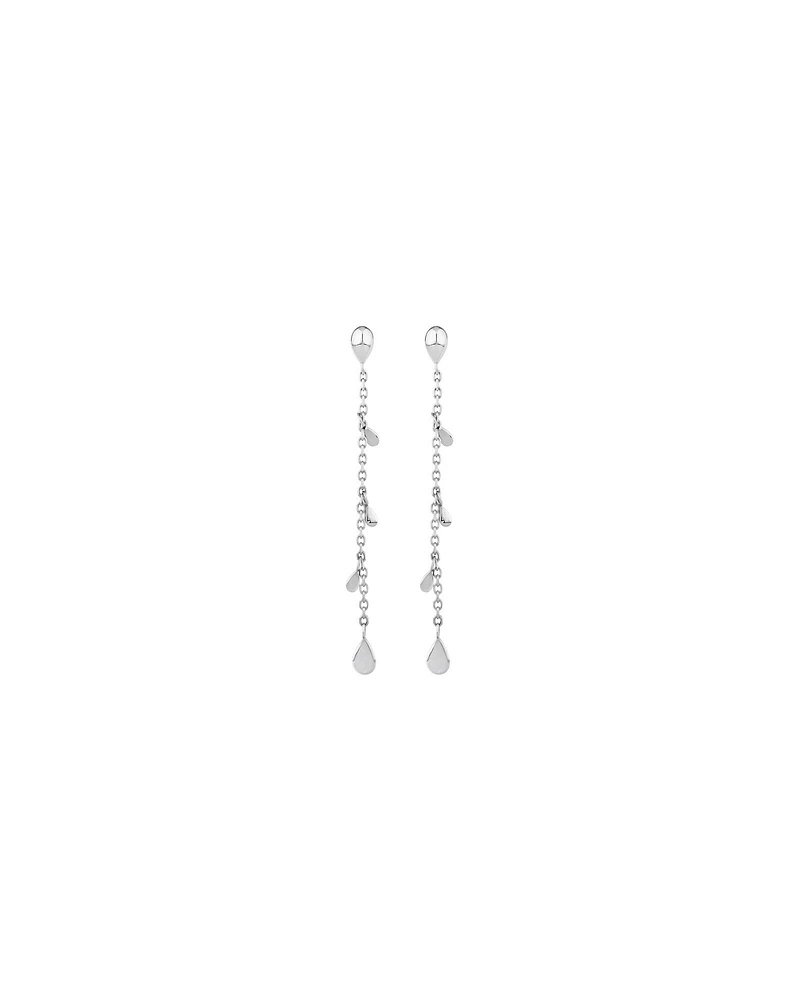 Pear Station Drop Earrings in Sterling Silver