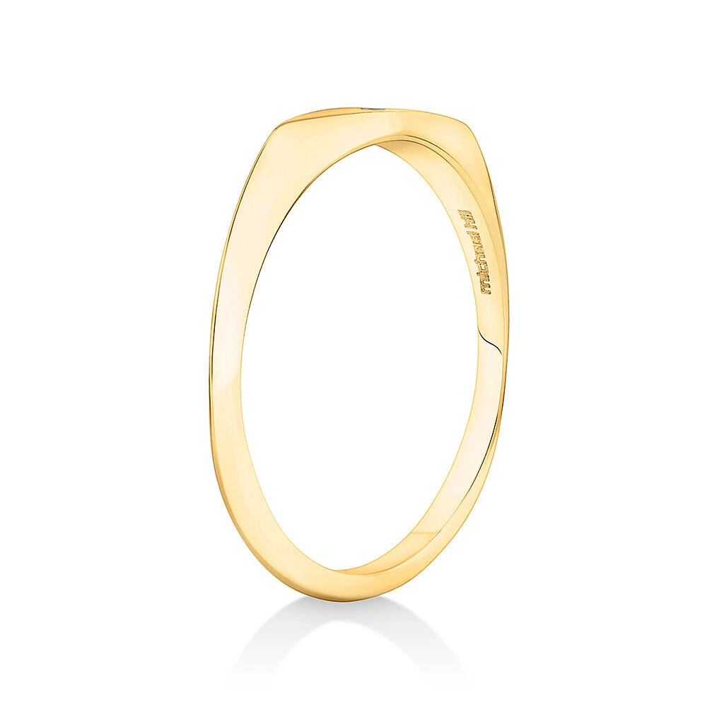 Diamond Star Accent Narrow Signet Ring in 10kt Yellow Gold