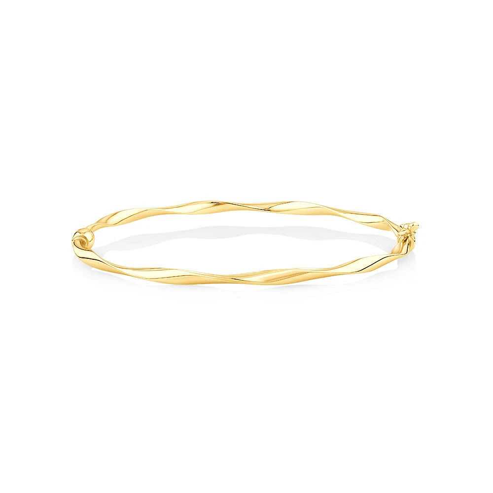 60mm Hollow Twist Bangle In 10kt Yellow Gold