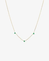 Emerald Trio Station Necklace in 10kt Yellow Gold