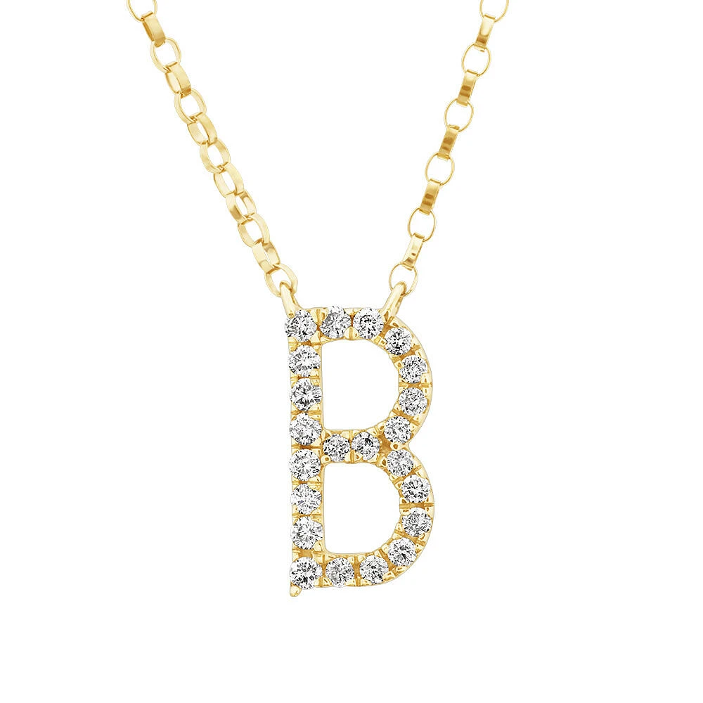"K" Initial Necklace with 0.10 Carat TW of Diamonds in 10kt Yellow Gold