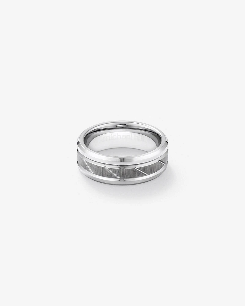 Bague en tungstène de saphir gris pour homme