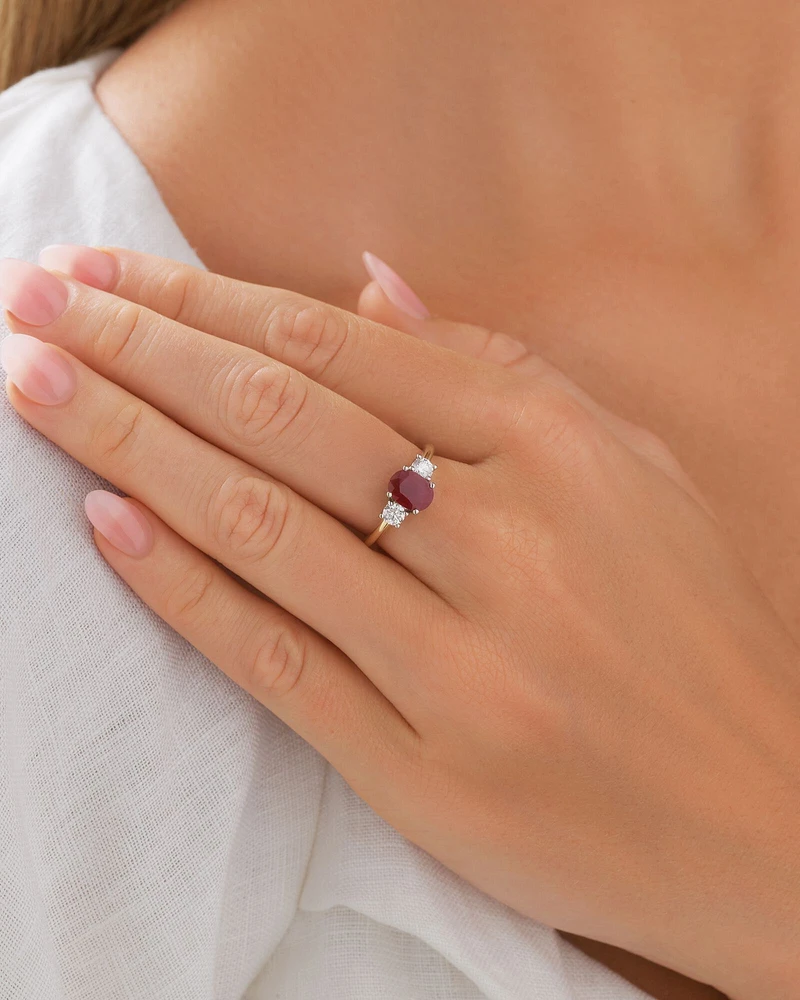 Ruby Ring with .40TW of Diamonds in 14kt Yellow and White Gold