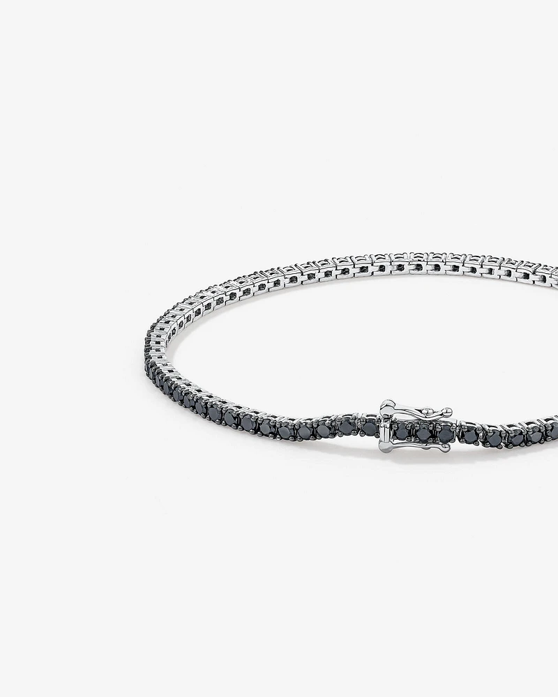 Bracelet Tennis Pour Homme Avec Diamants Noirs Totalisant 4,45 Carats En Argent Sterling