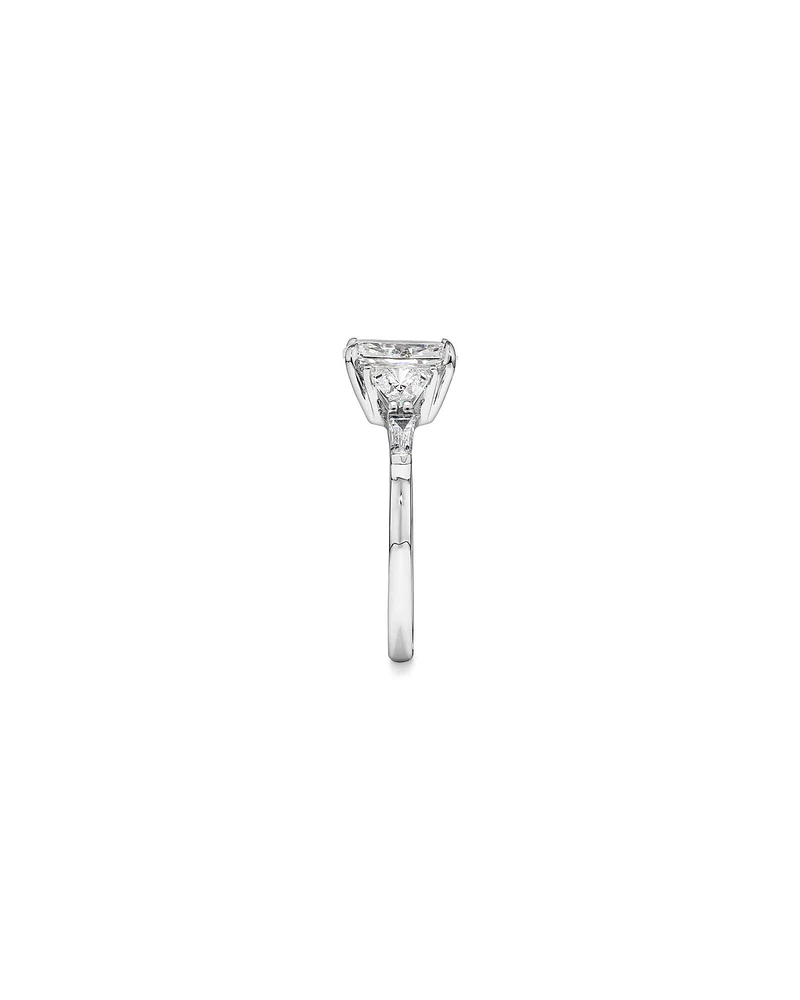 2.86 Carat TW Radiant Cut Laboratory-Grown Diamond Fancy Cut Side Stone Engagement Ring in 14kt White Gold