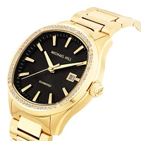 Men's 0.60 Carat TW Diamond Quartz Yellow Gold Tone Stainless Steel Watch with Black Dial