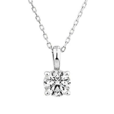 0.50 Carat TW Diamond Solitaire Necklace in 18kt White Gold