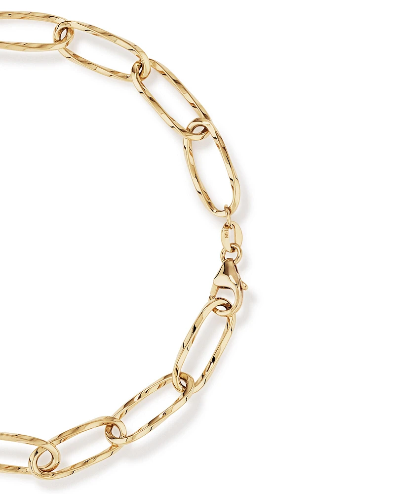 Diamond Cut Oval Twist Link Bracelet in 10kt Yellow Gold