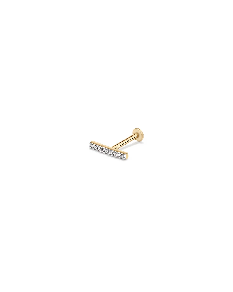 Diamond Bar Stud Helix Earring in 10kt Yellow Gold