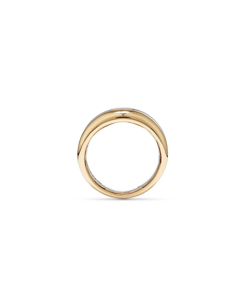 Two-Tone Double Dome Ring Sterling Silver & 10kt Yellow Gold