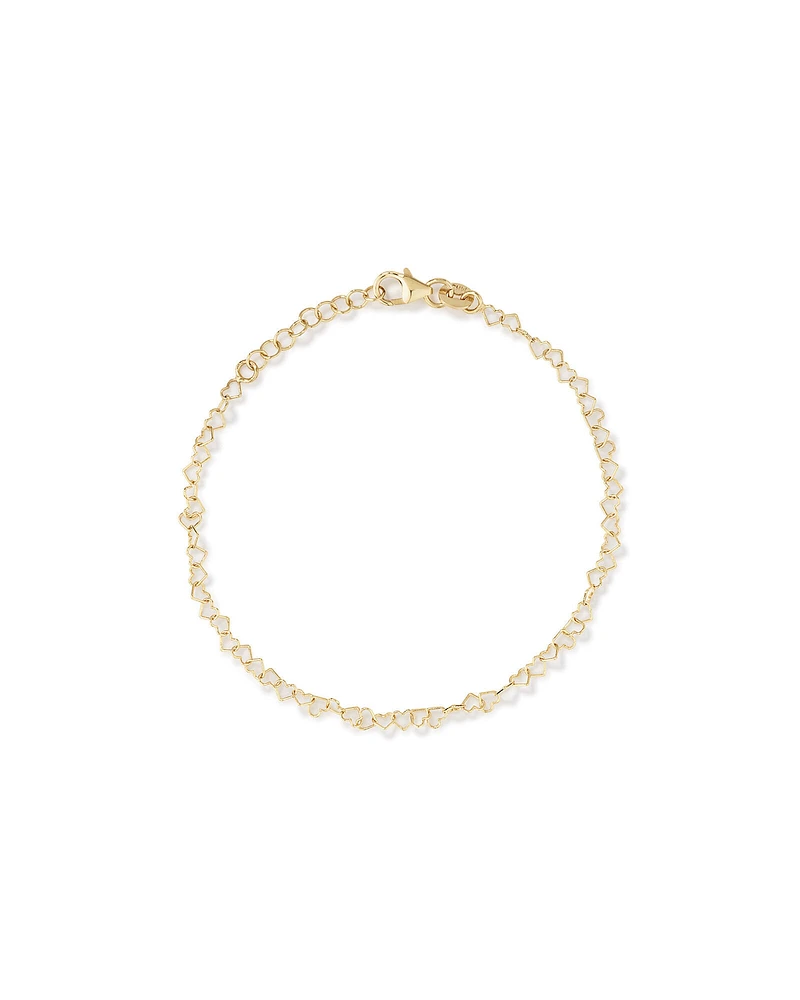 Heart Link Fancy Chain Bracelet in 10kt Yellow Gold