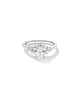 1.73 Carat TW Oval Cut Laboratory-Grown Diamond Marquise Cut Side Stone Engagement Ring in 14kt White Gold