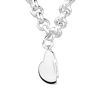 Heart Charm Belcher Chain Necklace in Sterling Silver