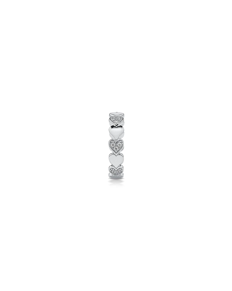 Cubic Zirconia Alternating Heart Ring Sterling Silver