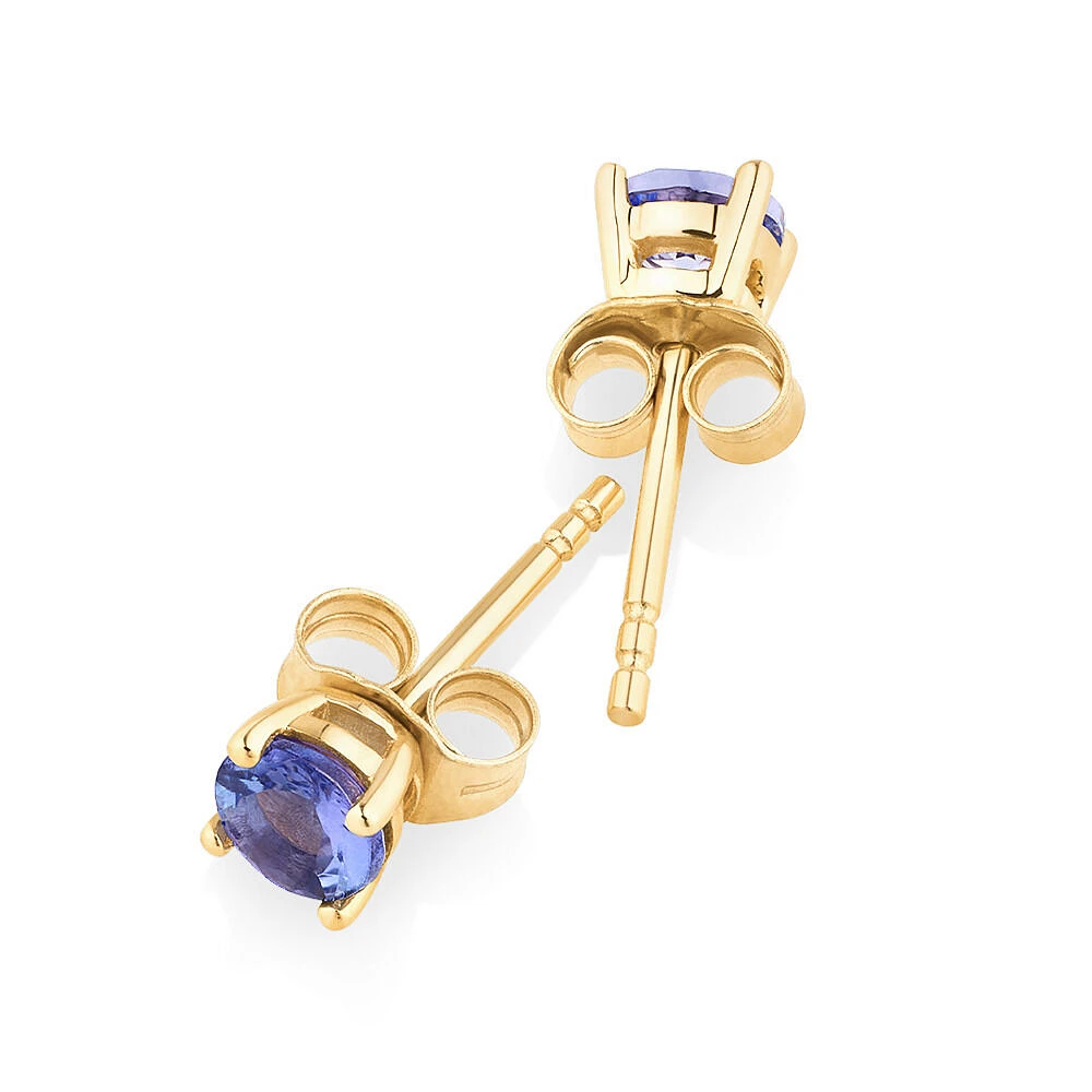 Stud Earrings with Tanzanite in 10kt Yellow Gold