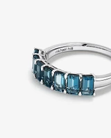 London Blue Topaz Half Eternity Ring in 10kt White Gold