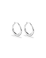 Graduated Domed Hoop Earrings in Sterling Silver