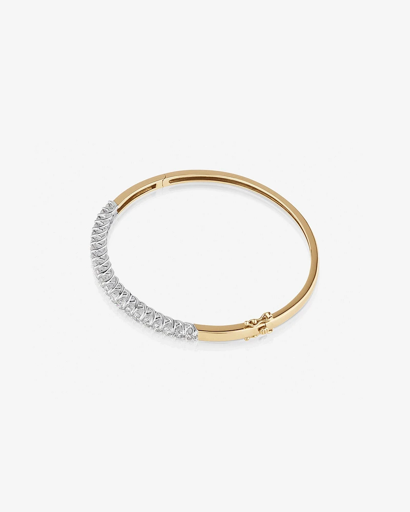 Hinged Bangle with 2 Carat TW of Diamonds in 14kt Yellow & White Gold