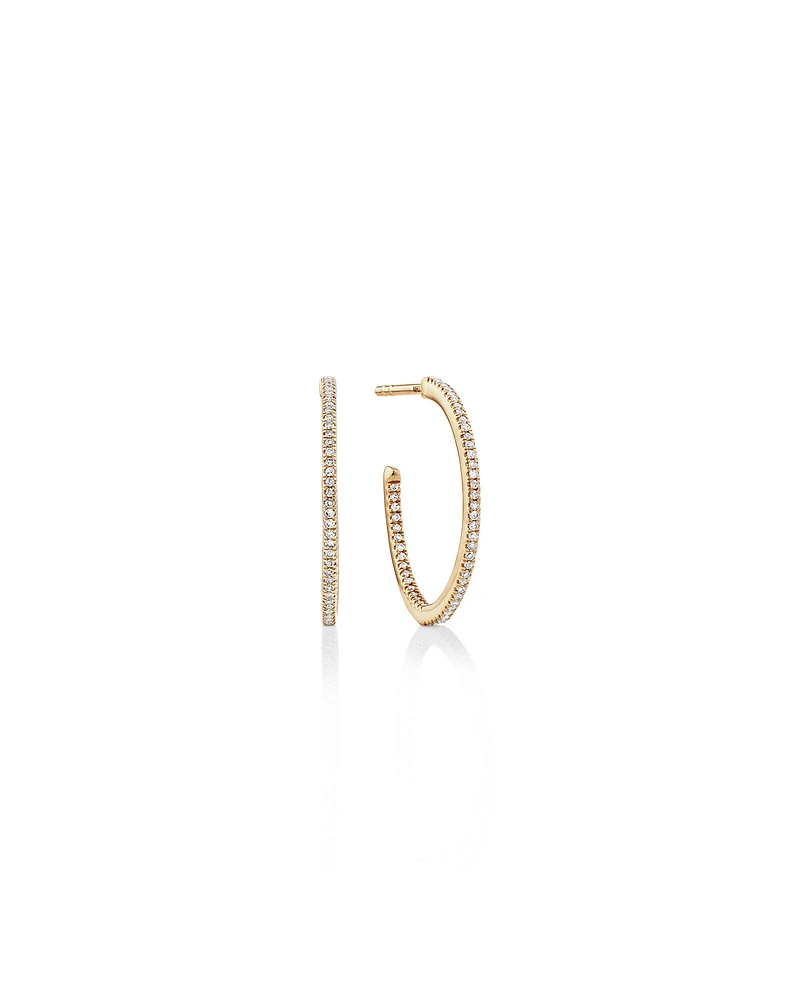 0.15 Carat TW Fine Diamond Hoop Earrings in 10kt Yellow Gold