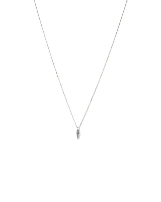 Diamond Star Accent Narrow Signet Pendant with Chain in Sterling Silver