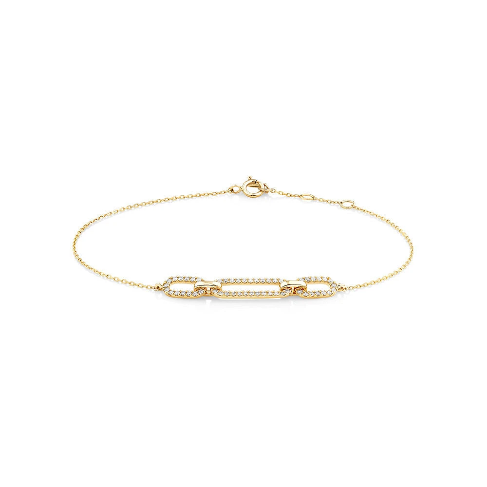 0.26 Carat TW Diamond Paperclip Bracelet in 10kt Yellow Gold