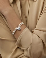 19cm (7.5") Heart Padlock Curb Bracelet in Sterling Silver