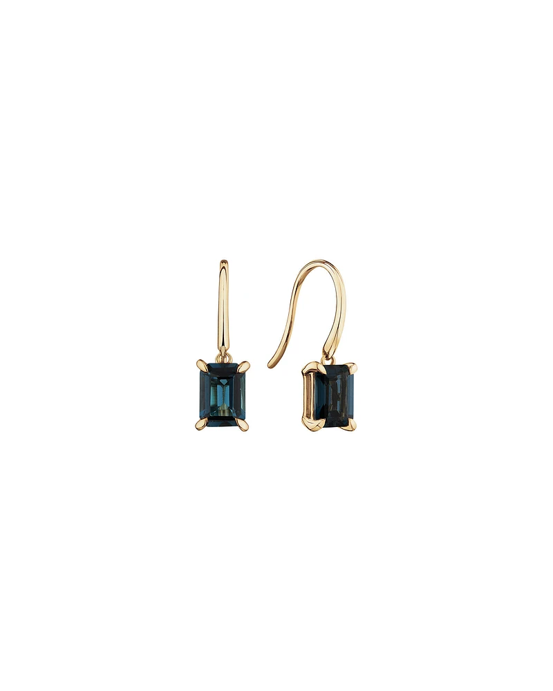 London Blue Topaz Drop Earrings in 10kt Yellow Gold