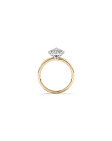 0.67 Carat TW Pear Cut Diamond Marquise and Round Brilliant Halo Engagement Ring in 14kt Yellow and White Gold