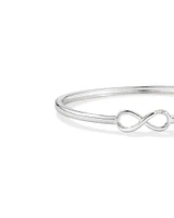 Diamond Accent Infinity Oval Hinge Bangle in Sterling Silver