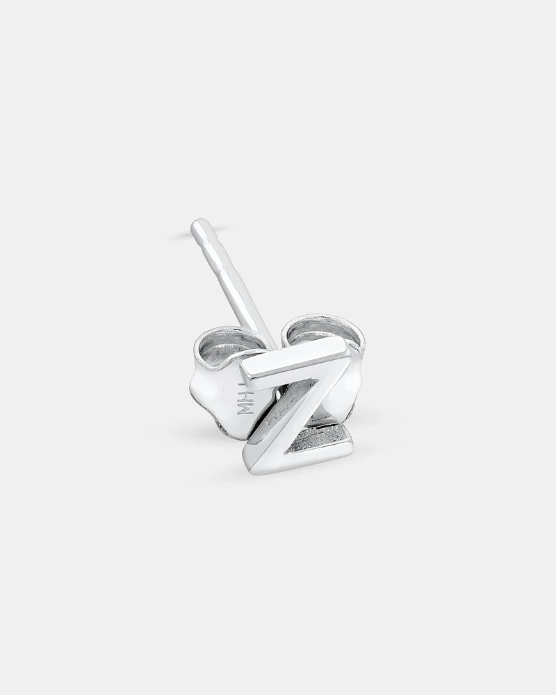 E Initial Single Stud Earring in Sterling Silver