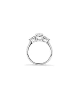 1.65 Carat TW Three Stone Oval and Pear Shaped Laboratory-Grown Diamond Engagement Ring in 14kt White Gold