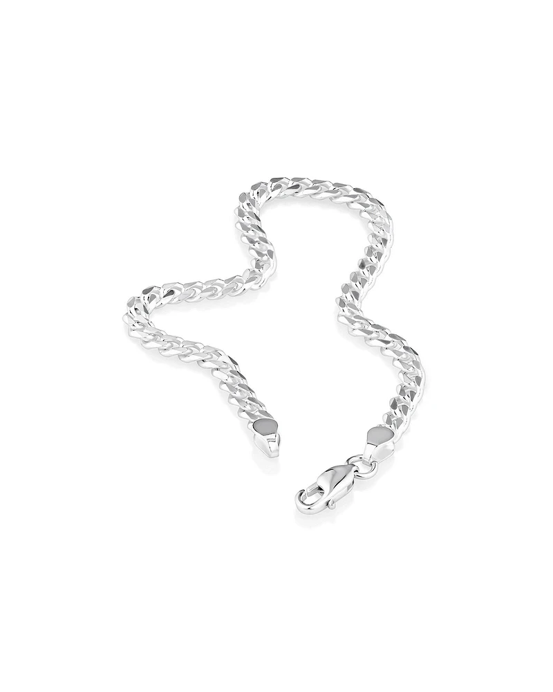 Bracelet à gros maillons gourmette de 19 cm en argent sterling, largeur de 4,3 mm