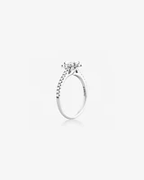 Halo Oval Engagement Ring with 0.92 Carat TW of Diamonds in 14kt White Gold