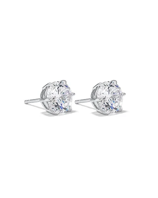 9.5mm Round Brilliant Cubic Zirconia Stud Earrings in Sterling Silver