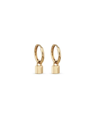 Signature Lock Hoop Huggie Earrings in 10kt Yellow Gold