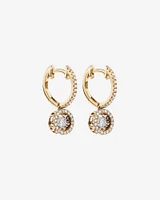 0.50 Carat TW Diamond Halo Everlight Drop Huggie Earrings in 10kt Yellow Gold