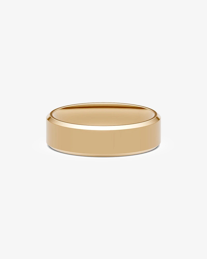 7mm Flat Bevelled Wedding Band in 10kt White Gold