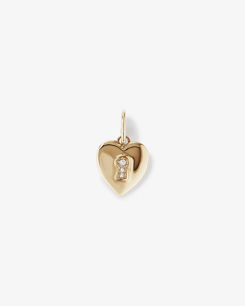 Diamond Accent Love Heart Lock Pendant in 10kt Yellow Gold