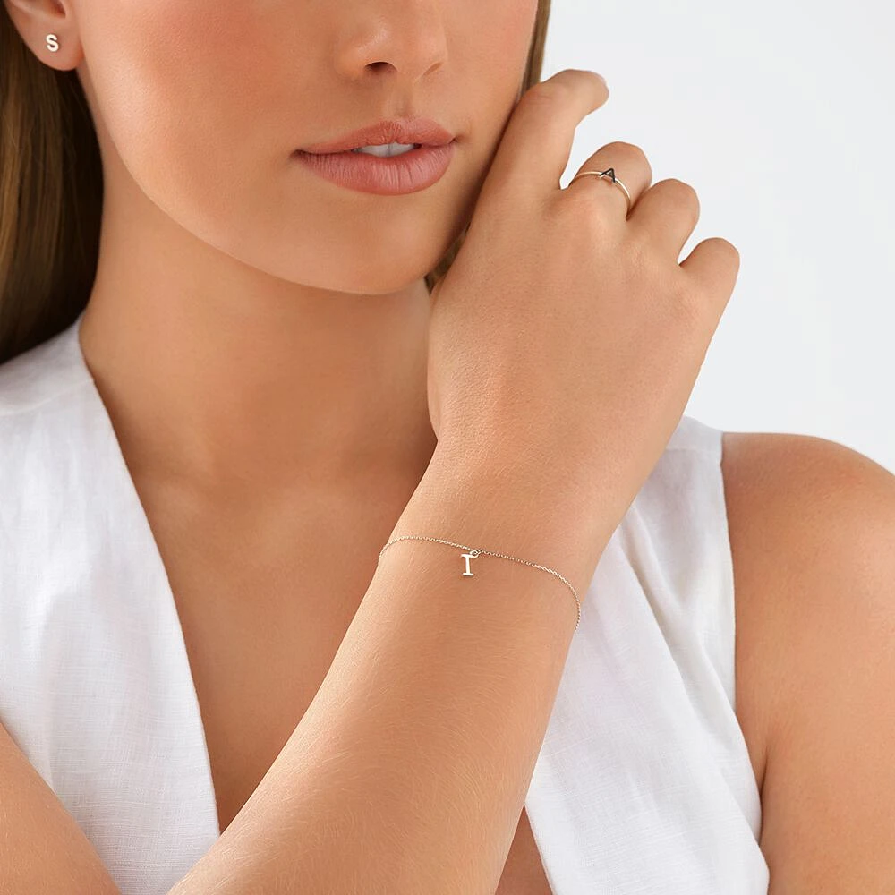 Bracelet à initiale « D » en argent