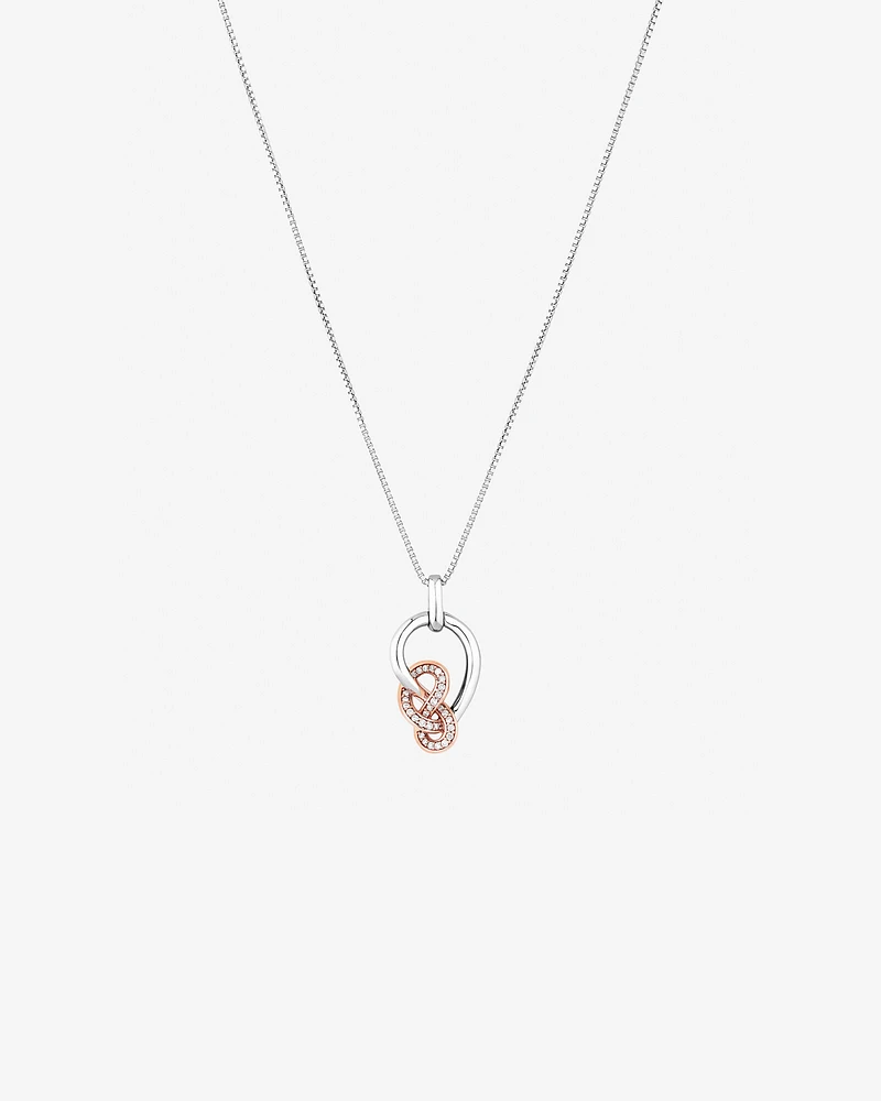 Small Knots Pendant with 0.13 Carat TW of Diamonds in Sterling Silver & 10kt Rose Gold