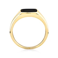 Men's Ring with Cushion-Shaped Onyx in 10kt Yellow Gold