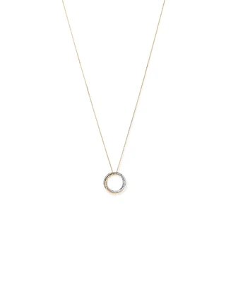 0.11 Carat TW Diamond Triple Circle Crossover Pendant Necklace in Sterling Silver & 10kt Yellow Gold