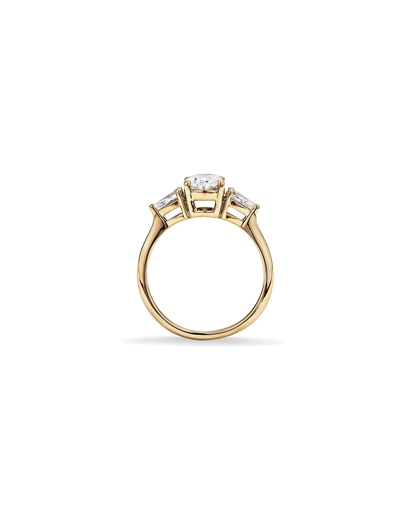1.65 Carat TW Three Stone Oval and Pear Shaped Laboratory-Grown Diamond Engagement Ring in 14kt White Gold