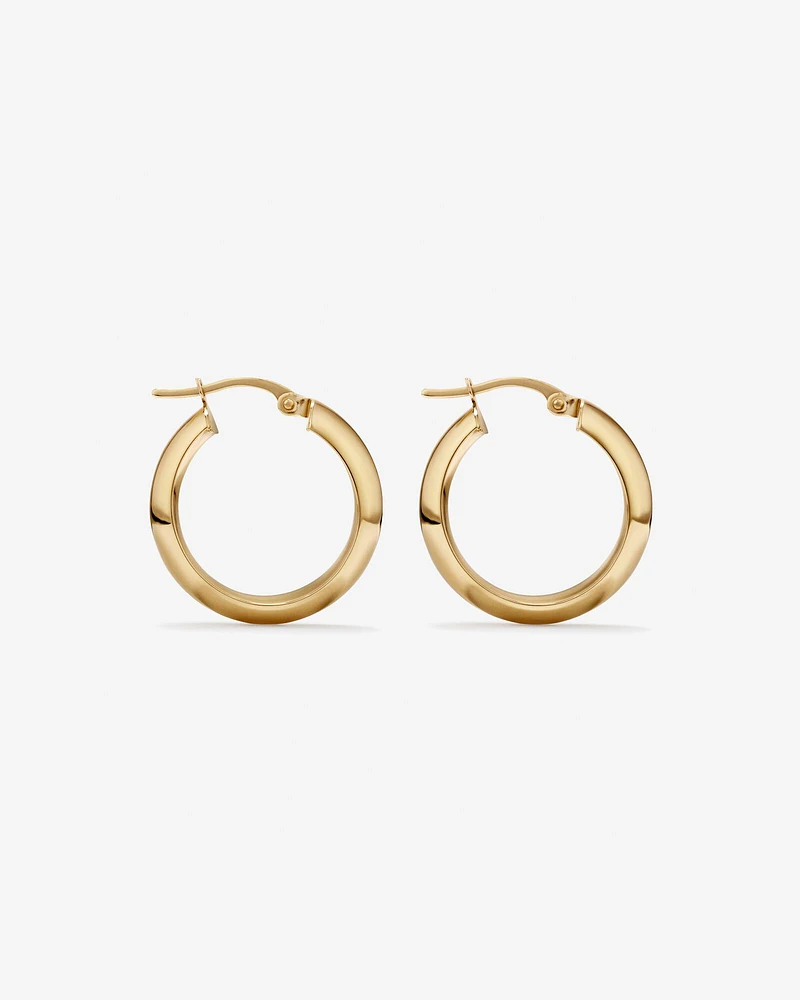 15mm Half Round Hoop Earrings in 10kt White Gold