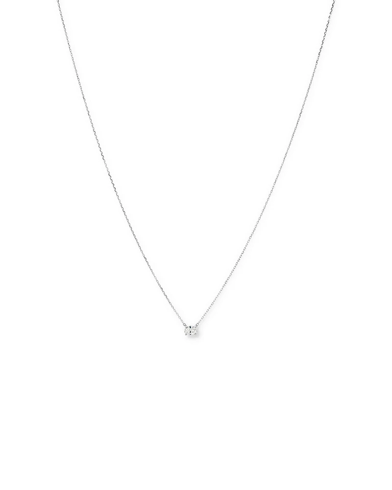 0.25 Carat TW Oval Cut Diamond Solitaire Necklace in 18kt White Gold